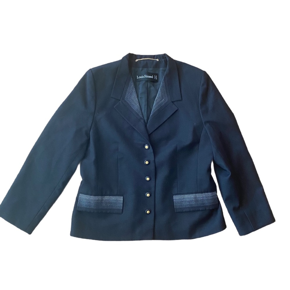 Vintage 90s Louis Feraud black gray wool Blazer